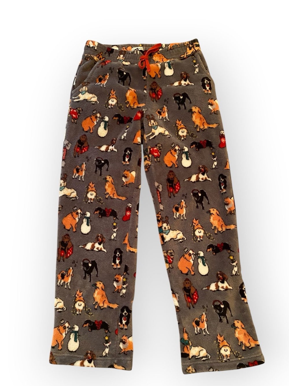 Vera Bradley plush fleece Pajama Pants in Holiday Dogs grey